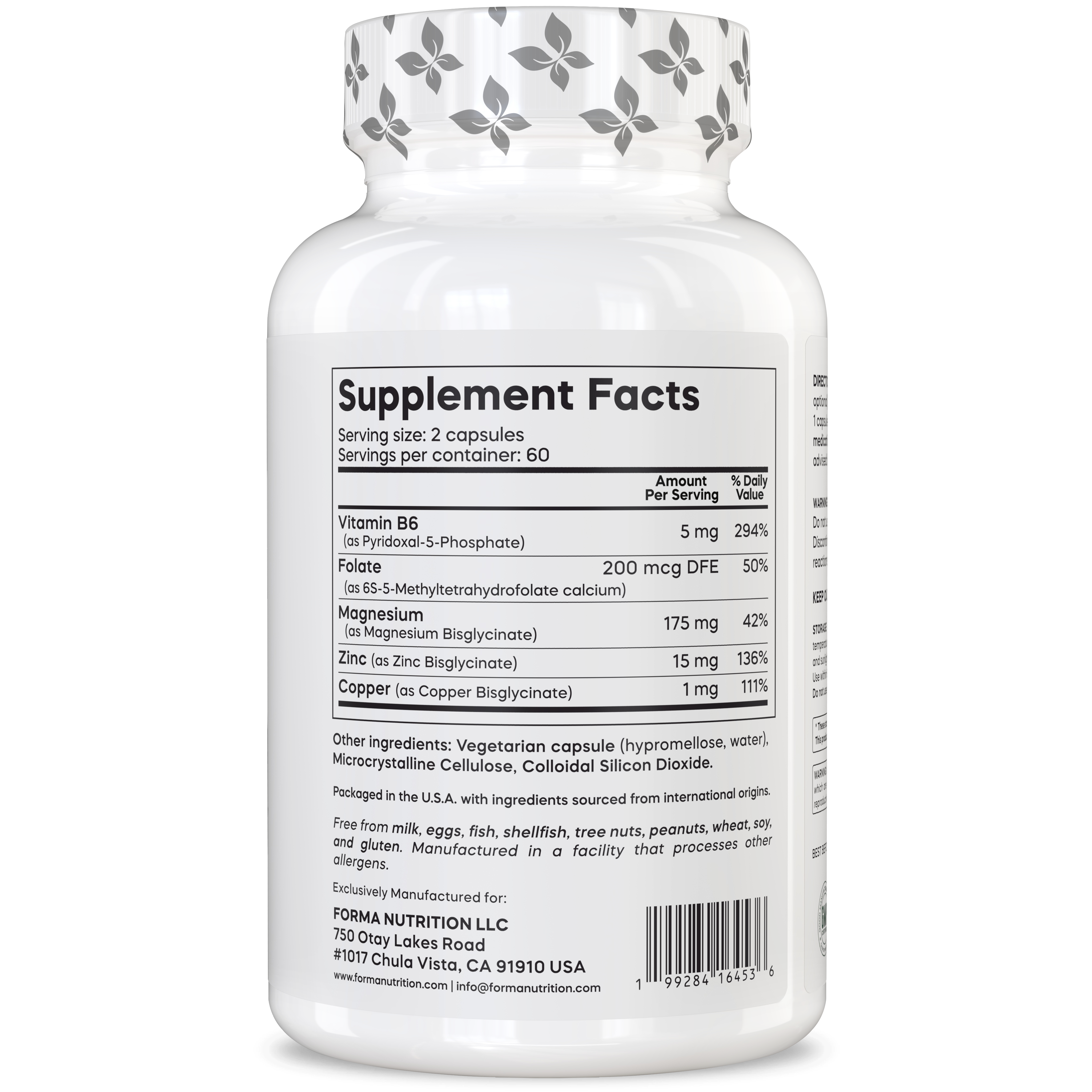 FORMA NUTRITION Advanced ZMC+ (Zinc Magnesium Copper + B6) Methylated Mineral Complex with Active B6 | 120 capsule vegetarian capsules